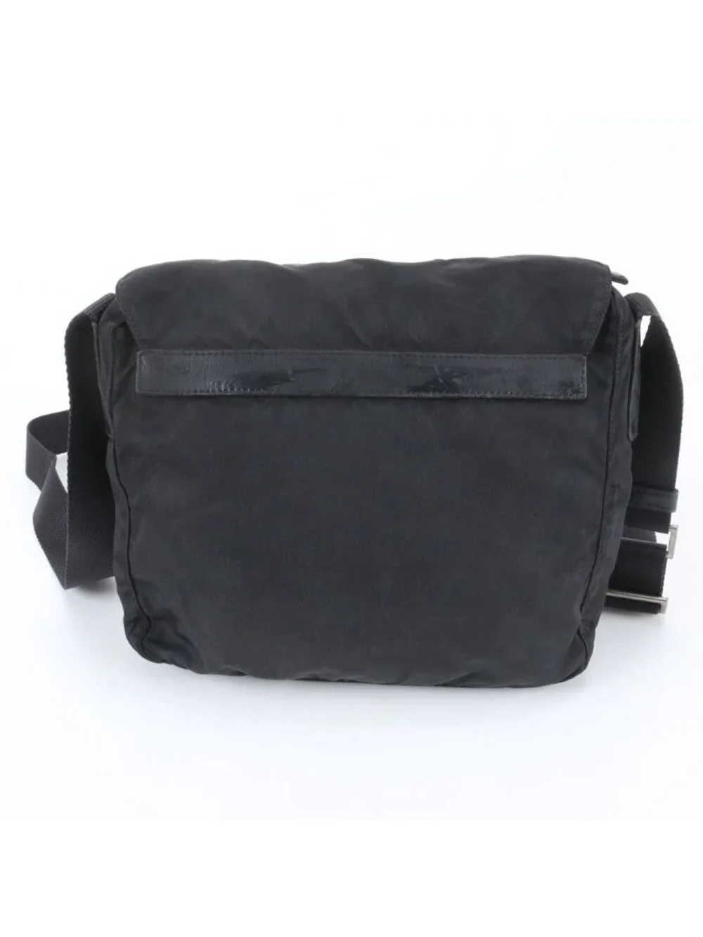 Prada Tessuto Nylon Triangle Logo Leather Shoulder Bag Crossbody Messenger